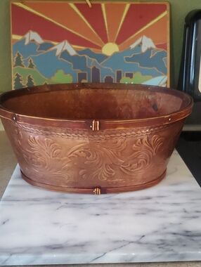 Hammered Copper Bamboo Basket